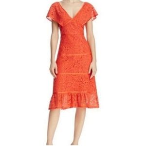 Nanette Lapore Flounce Hem Lace Midi Dress